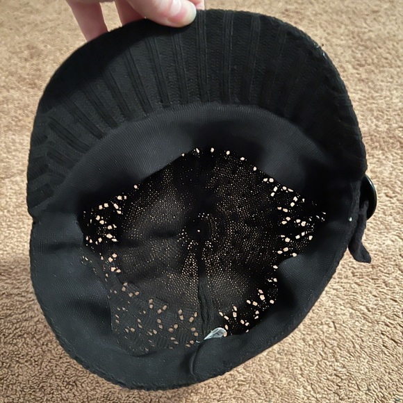 Xhilaration Womens Conductor Newsboy Hat Cap Beige Knit Black One Size - Picture 5 of 5